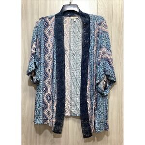 TRU SELF Women's (Size‎ XL) 3/4 Sleeve Open Front Cardigan Crochet Accent